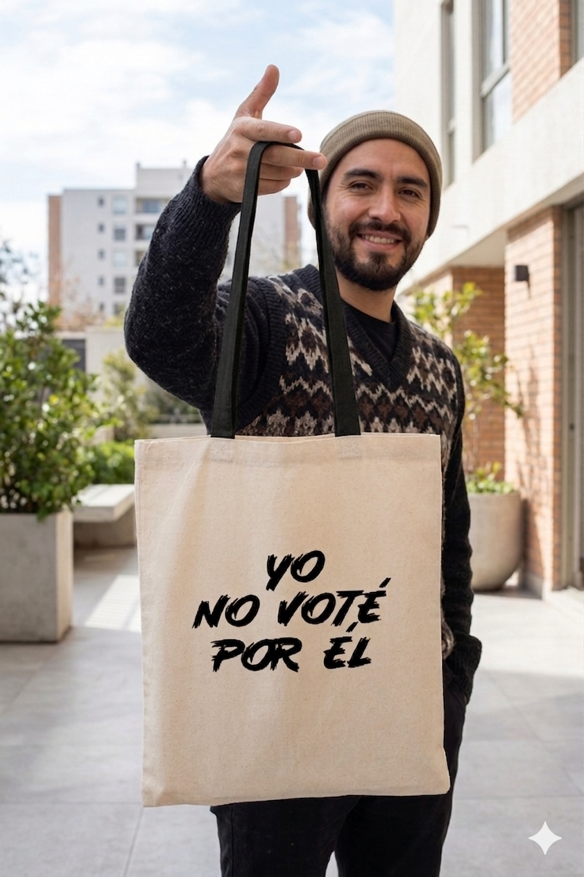 Tote Bag Asas Negras Yo No Voté Por Él en negro Estampado 38x42 Cm Algodón-2