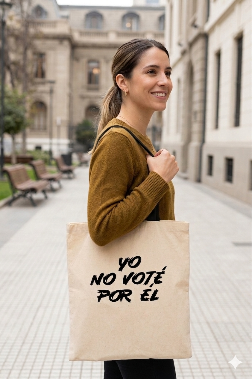 Tote Bag Asas Negras Yo No Voté Por Él en negro Estampado 38x42 Cm Algodón-3