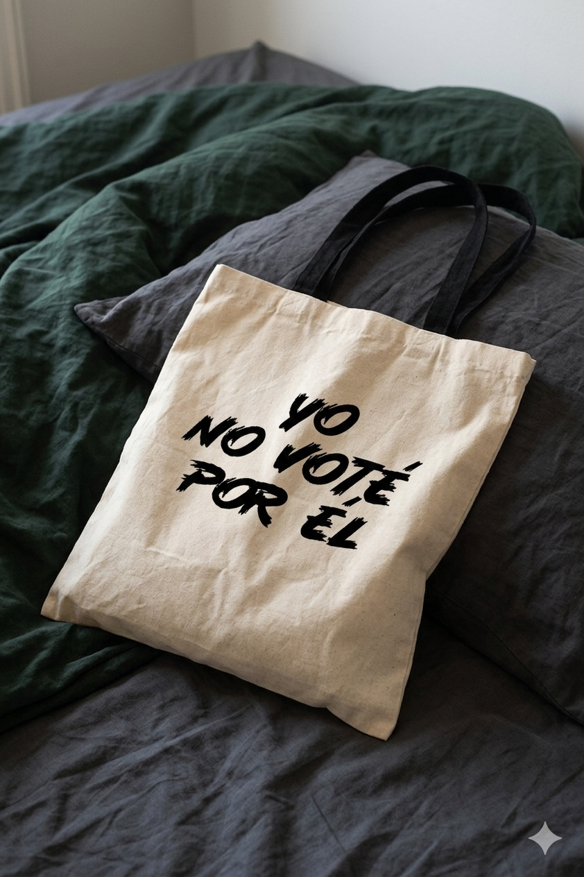 Tote Bag Asas Negras Yo No Voté Por Él en negro Estampado 38x42 Cm Algodón-4