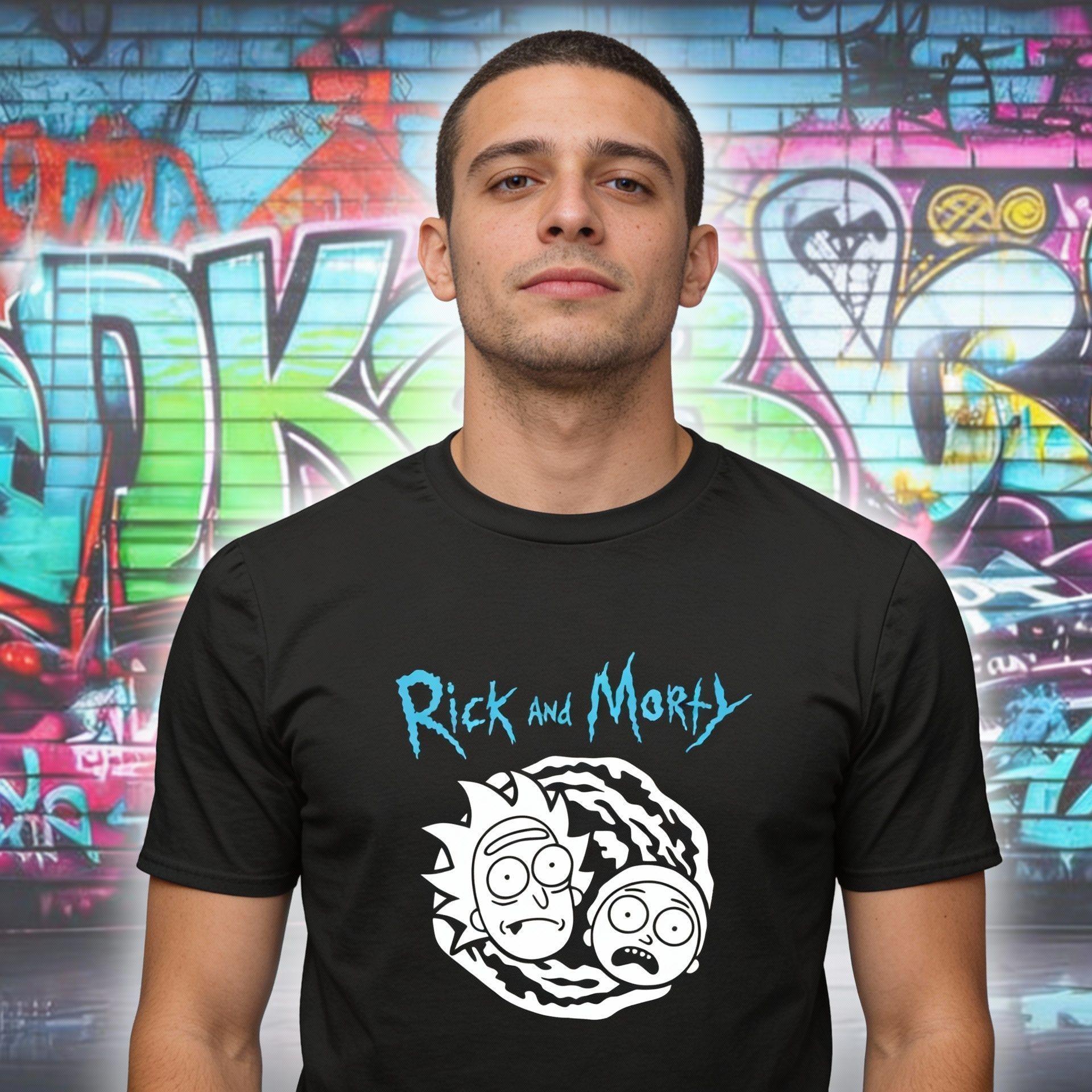 Polera Negra Rick And Morty Estampada 100% Algodón Estilo Multiversal-2
