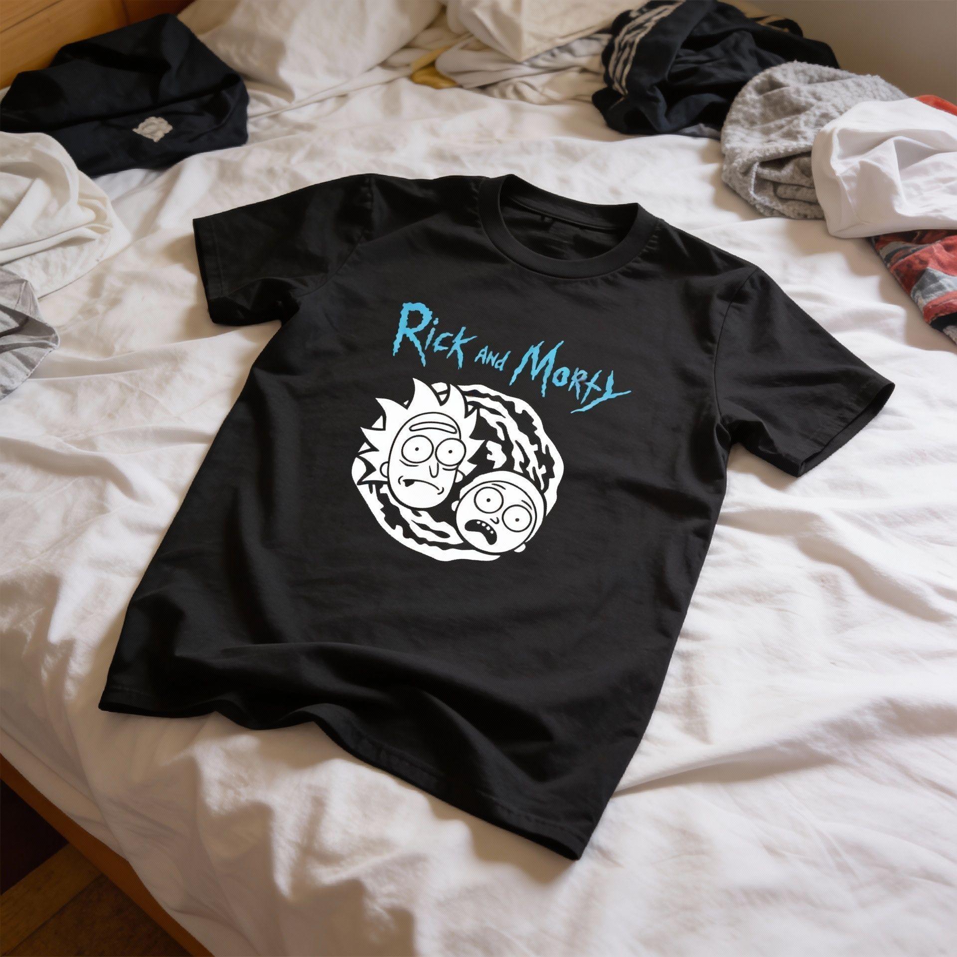 Polera Negra Rick And Morty Estampada 100% Algodón Estilo Multiversal-5