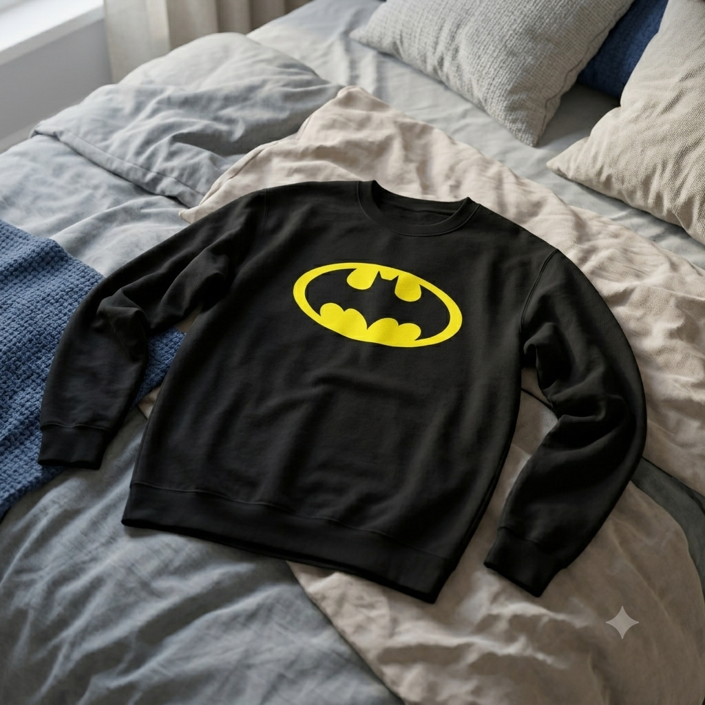 Polerón Negro Batman Logo 90s Estampado Estilo Cine-4
