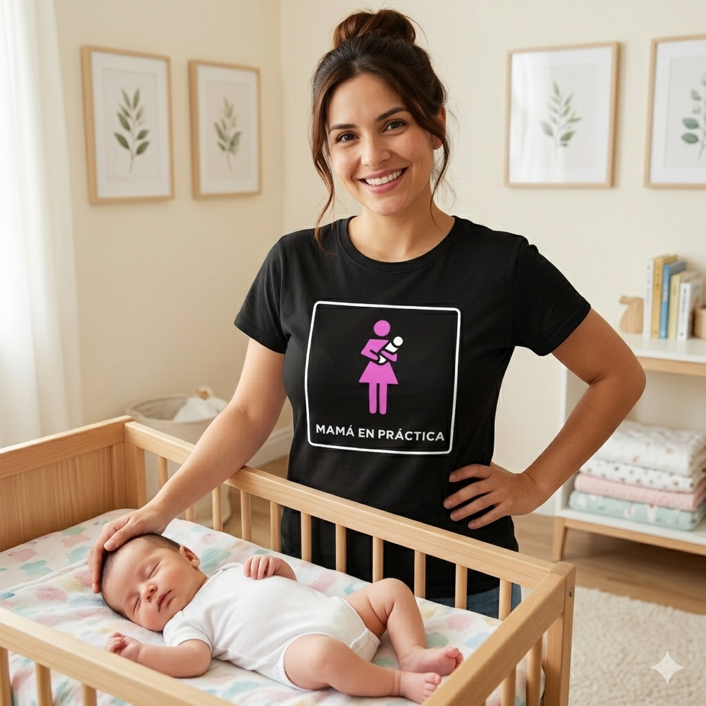 Polera Negra Mamá En Práctica Estampada 100% Algodón Estilo Mamá-3