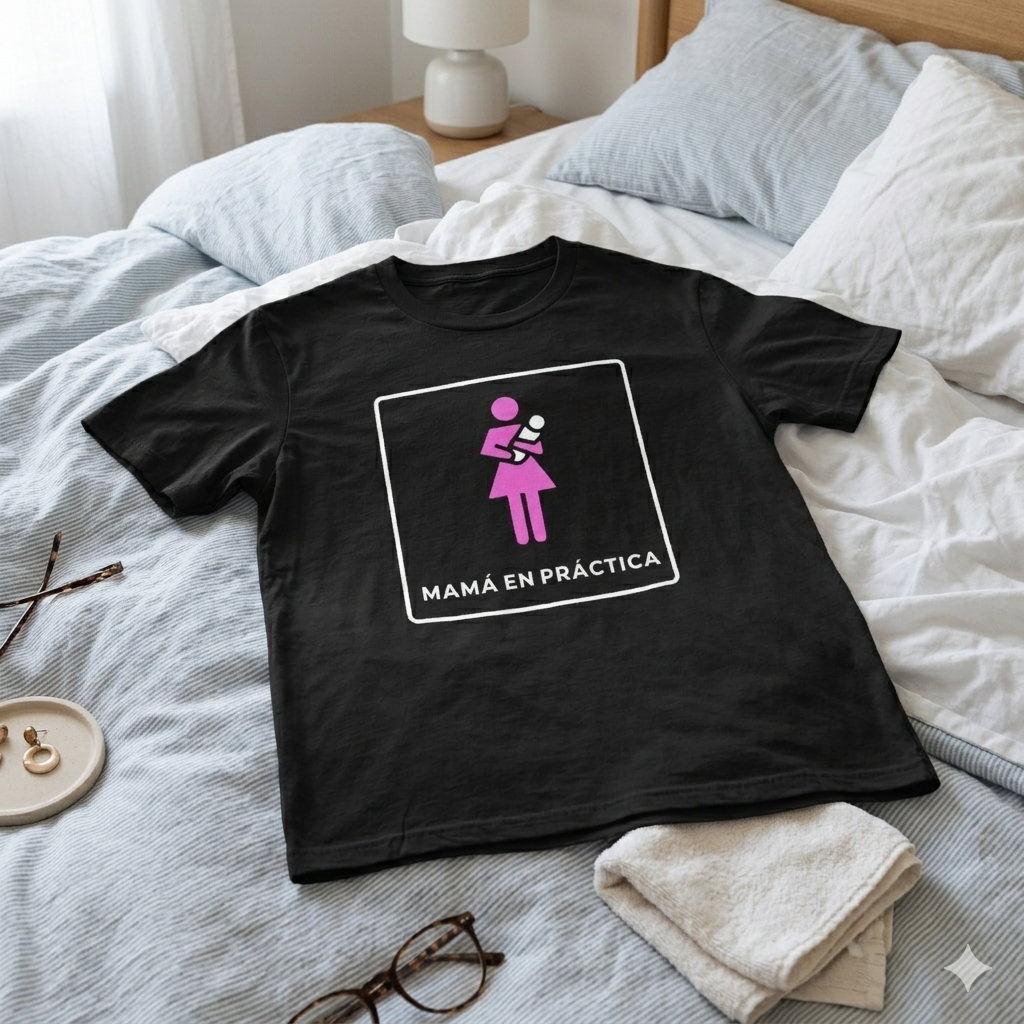 Polera Negra Mamá En Práctica Estampada 100% Algodón Estilo Mamá-5