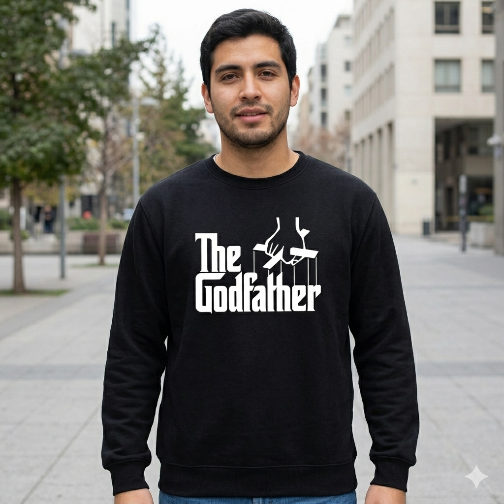 Polerón Negro El Padrino Logo Estampado Estilo Cine-2