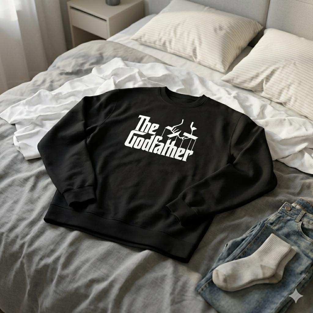 Polerón Negro El Padrino Logo Estampado Estilo Cine-4