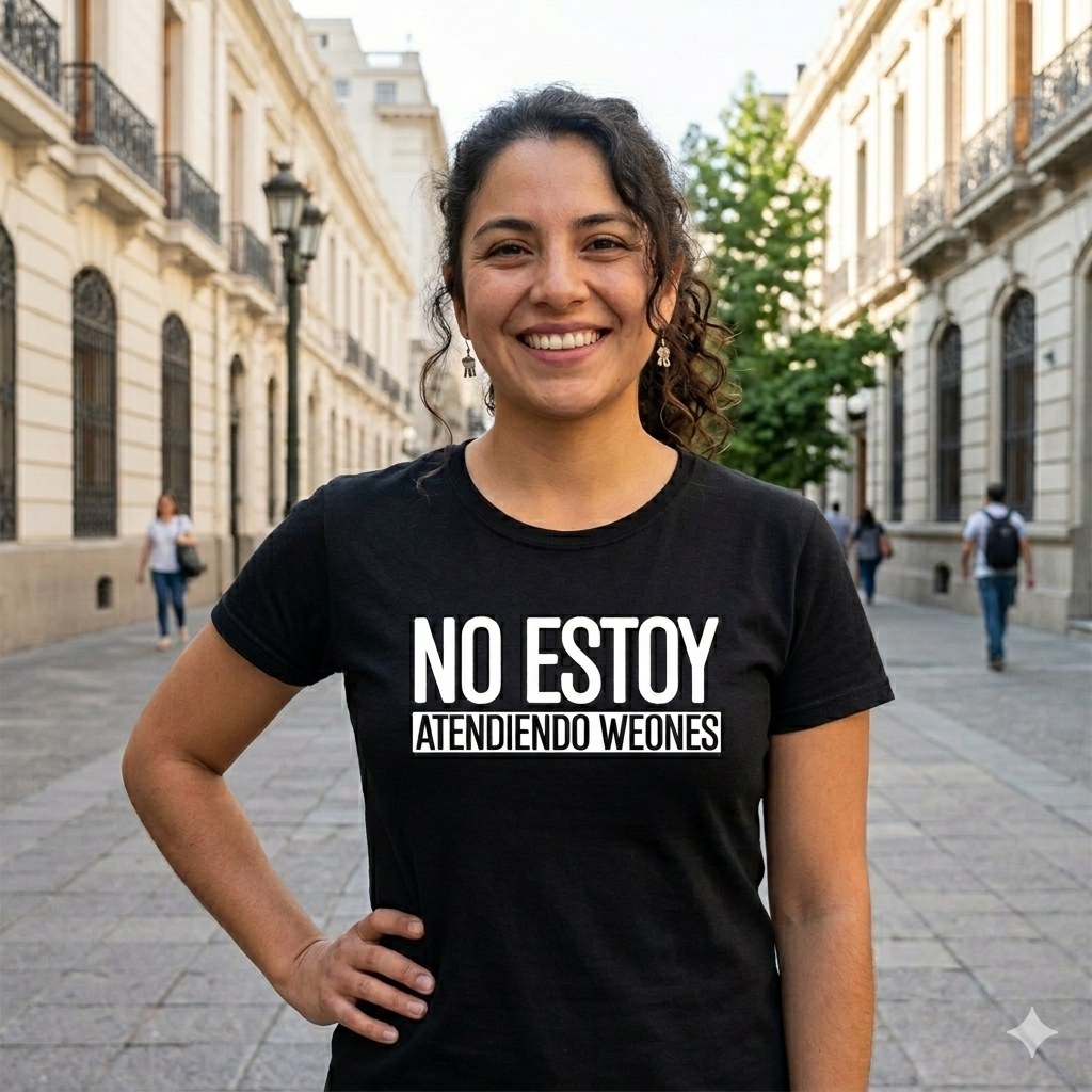 Polera Negra No Estoy Atendiendo Weones Estampada 100% Algodón estilo-3