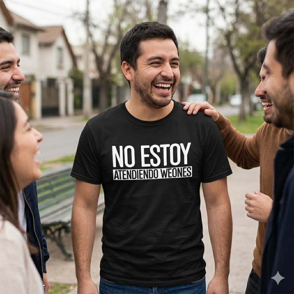 Polera Negra No Estoy Atendiendo Weones Estampada 100% Algodón estilo-4