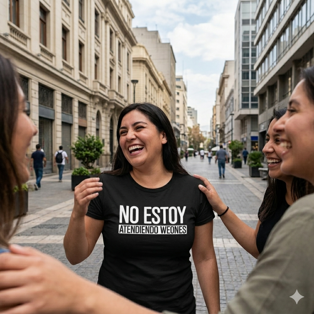 Polera Negra No Estoy Atendiendo Weones Estampada 100% Algodón estilo-5