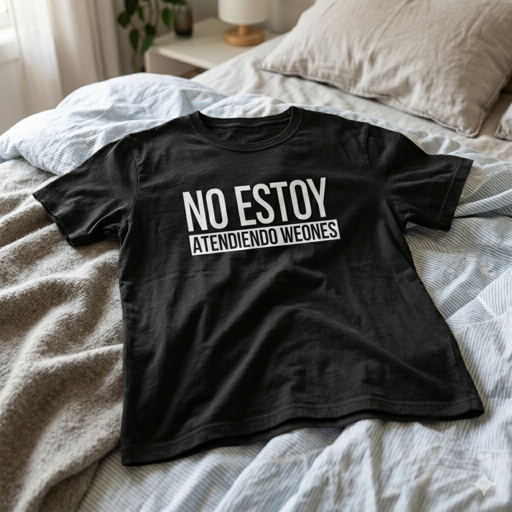 Polera Negra No Estoy Atendiendo Weones Estampada 100% Algodón estilo-6