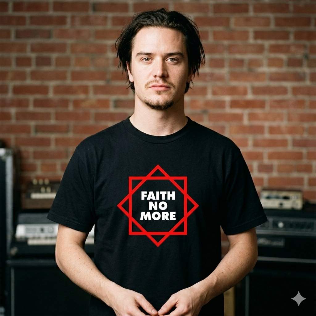 Polera Negra Faith No More Estrella Estampada 100% Algodón Estilo Rock-2