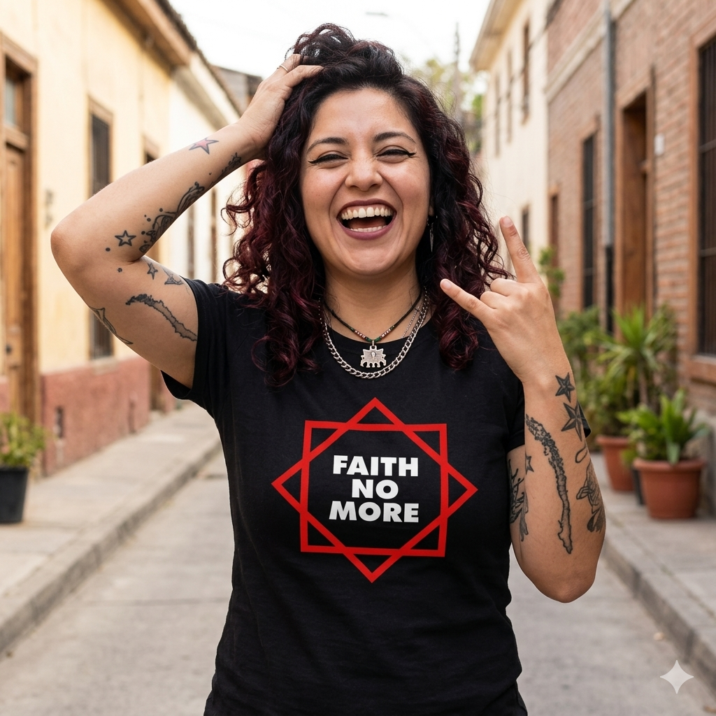 Polera Negra Faith No More Estrella Estampada 100% Algodón Estilo Rock-3