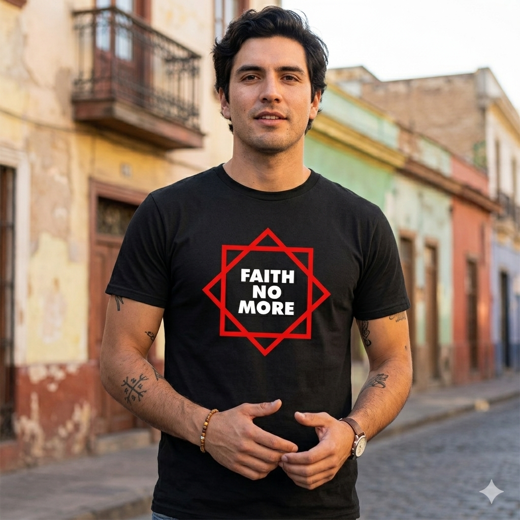 Polera Negra Faith No More Estrella Estampada 100% Algodón Estilo Rock-4