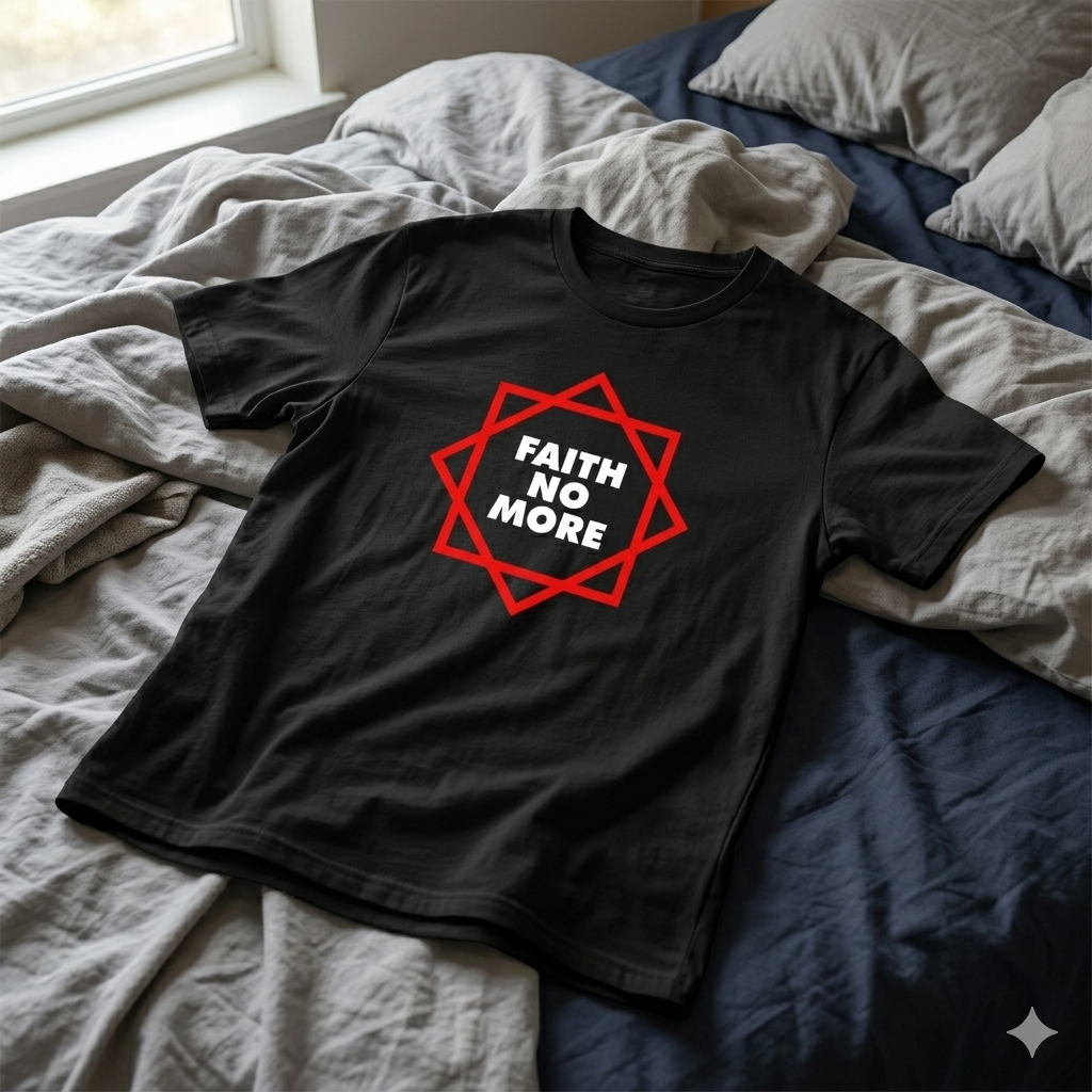Polera Negra Faith No More Estrella Estampada 100% Algodón Estilo Rock-6