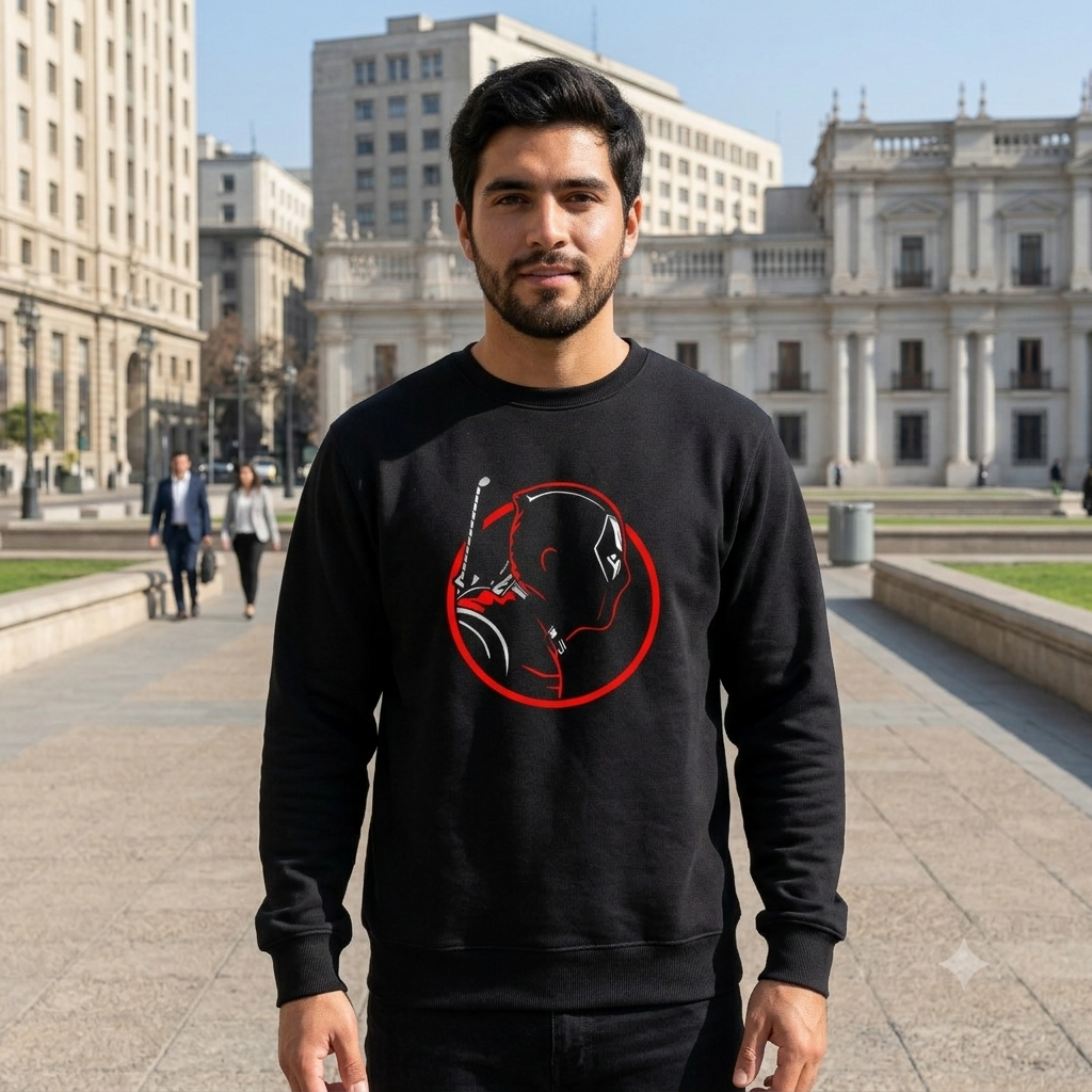 Polerón Negro Deadpool Circular Estampado Estilo Marvel-2