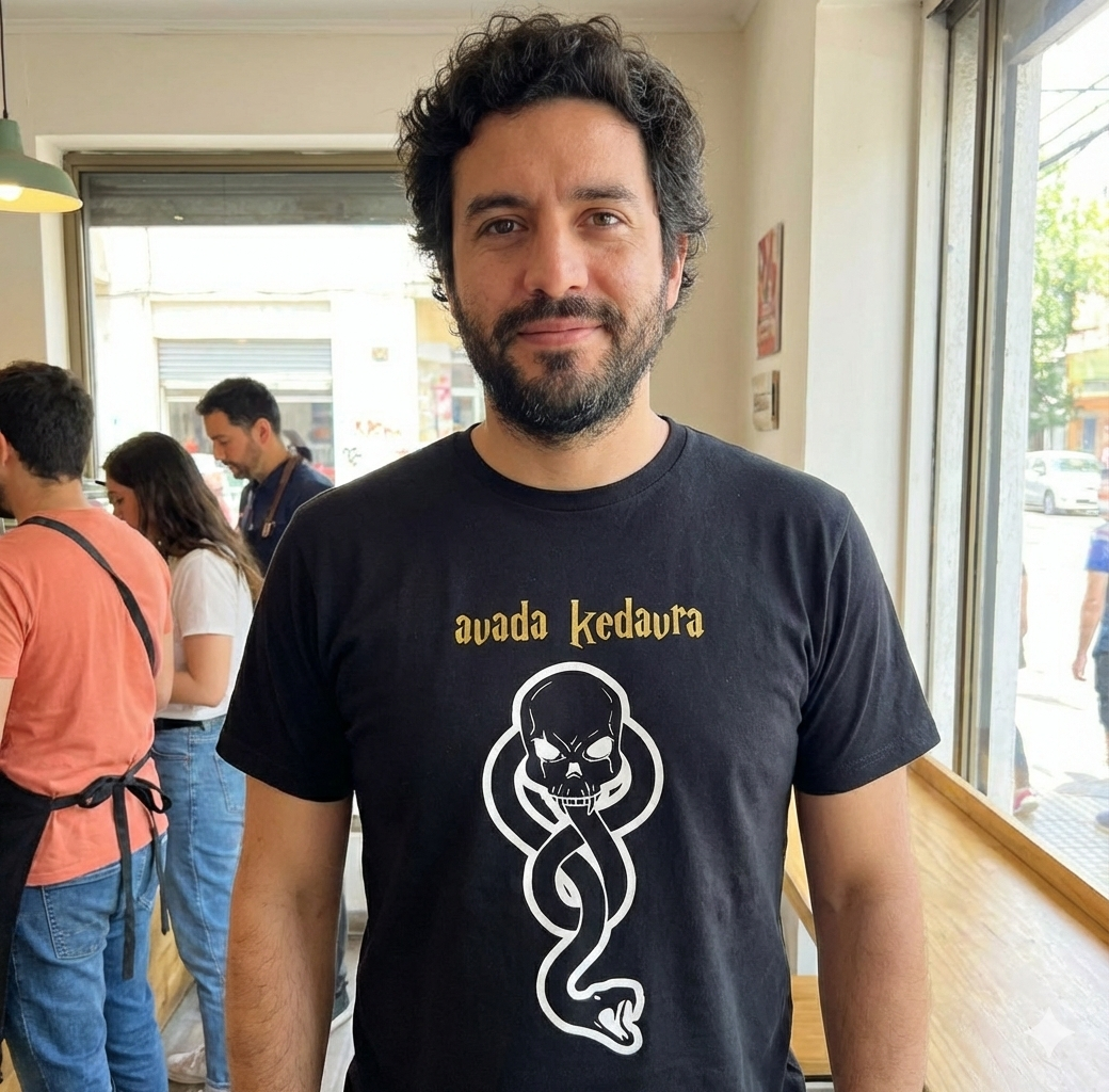 Polera Negra Marca Tenebrosa de Lord Voldemort / Harry Potter Estampada 100% Algodón Estilo-2