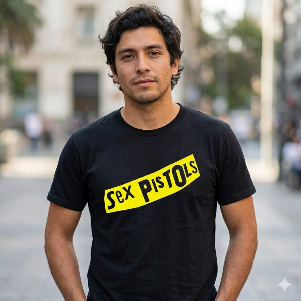Polera Negra Sex Pistols yellow Estampada 100% Algodón Estilo Punk Rock-4