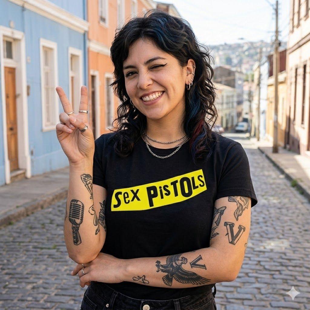 Polera Negra Sex Pistols yellow Estampada 100% Algodón Estilo Punk Rock-5