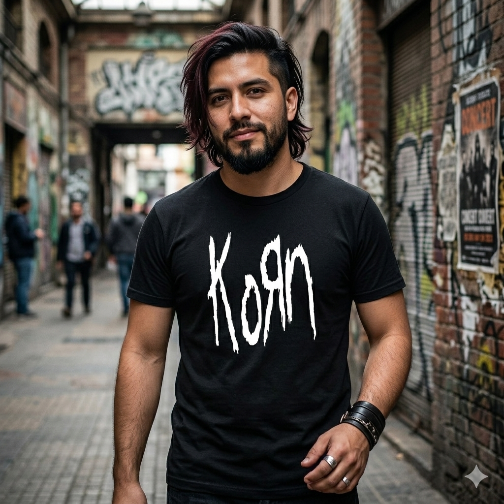 Polera Negra KoRn Logo Estampada 100% Algodón Estilo Rock Nu Metal-2