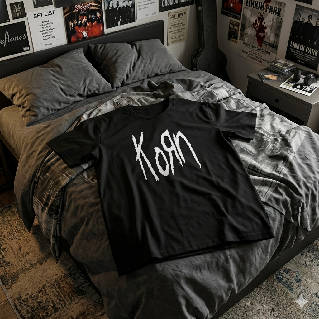 Polera Negra KoRn Logo Estampada 100% Algodón Estilo Rock Nu Metal-6