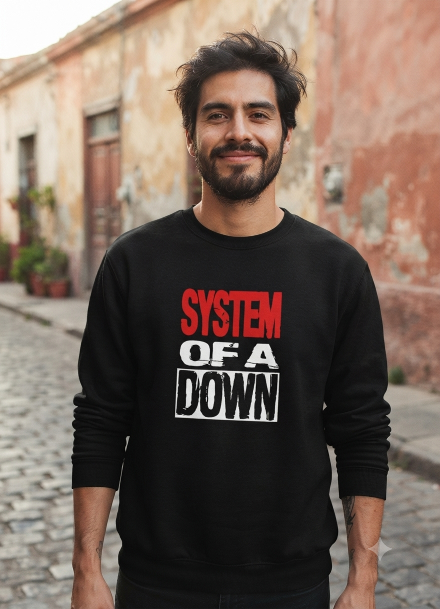 Polerón Negro System Of A Down Estampado Estilo Rock-2