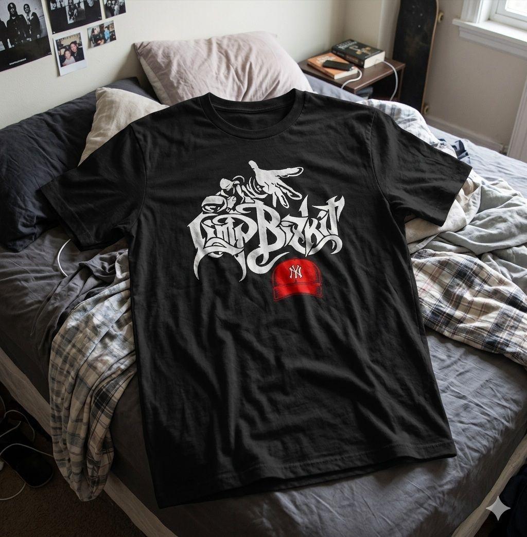 Polera Negra Limp Bizkit Gorra Estampada 100% Algodón Nu Metal-6