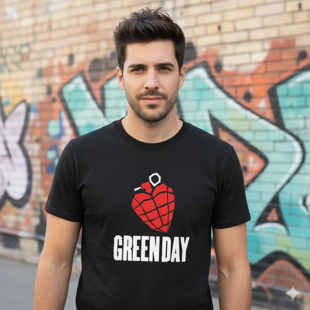 Polera Negra Green Day - American Idiot / Estampada 100% Algodón Estilo Rock-2