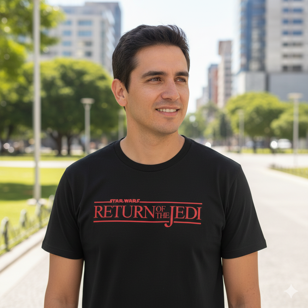 Polera Negra Star Wars: Episode VI - Return of the Jedi Estampada 100% Algodón Estilo Películas-2