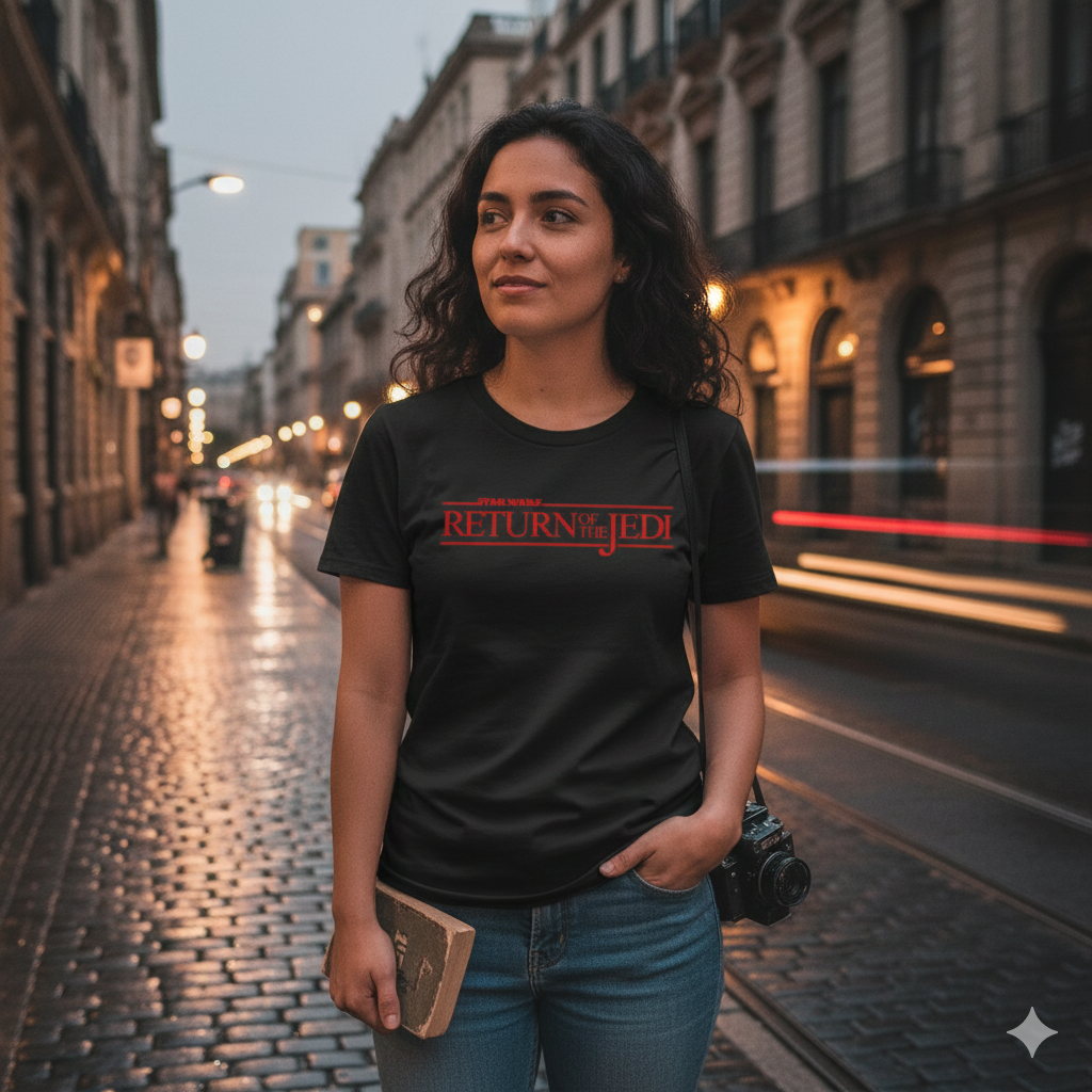 Polera Negra Star Wars: Episode VI - Return of the Jedi Estampada 100% Algodón Estilo Películas-3