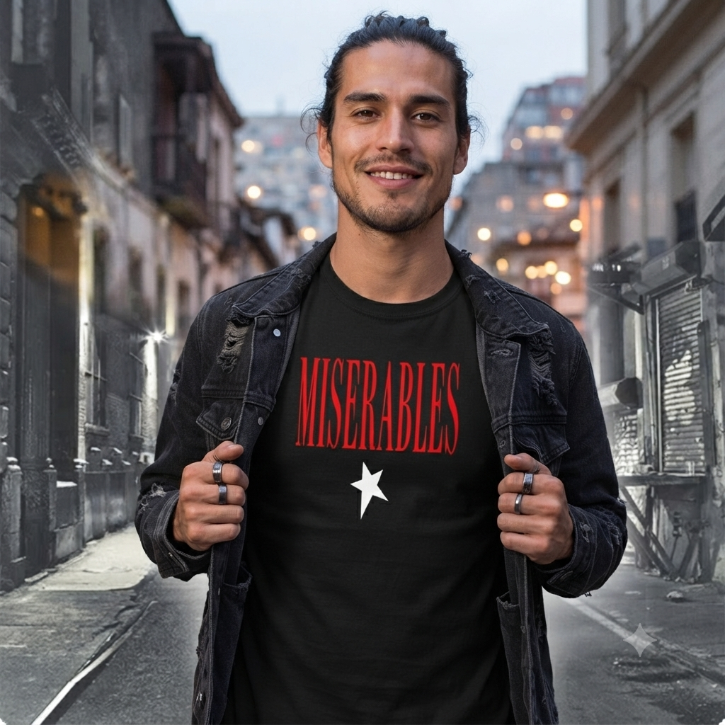 Polera Negra Miserables Estampada 100% Algodón Estilo Punk Rock-2