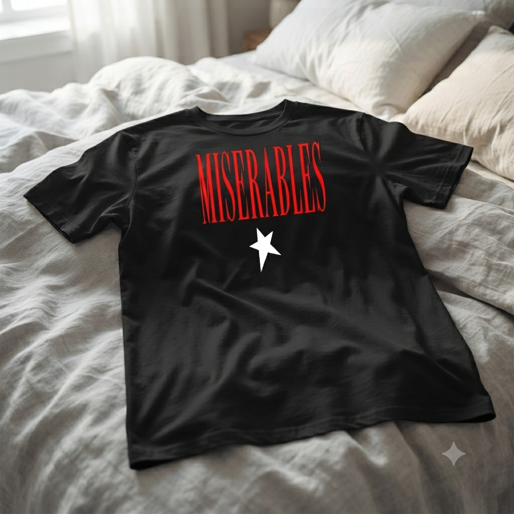 Polera Negra Miserables Estampada 100% Algodón Estilo Punk Rock-4