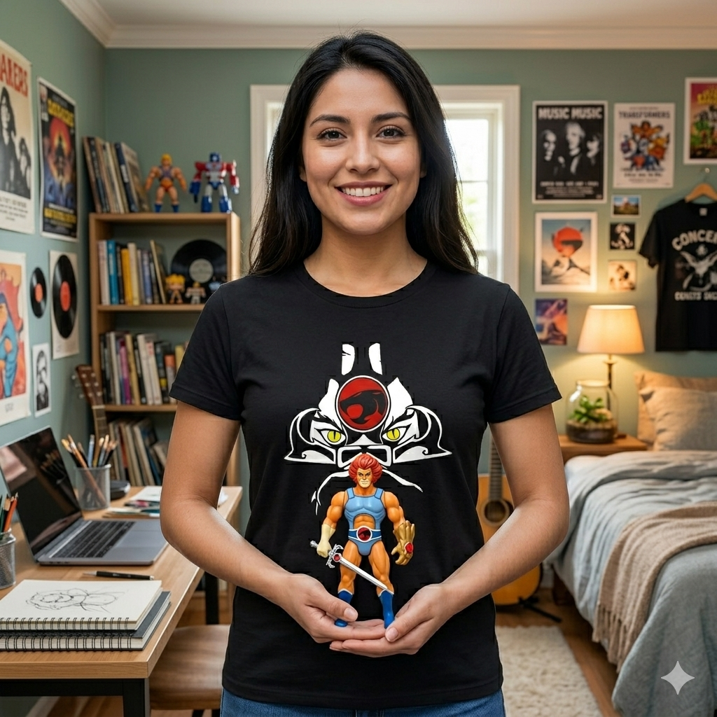 Polera Negra ThunderCats Leon-O Estampada 100% Algodón Estilo Vintage-5