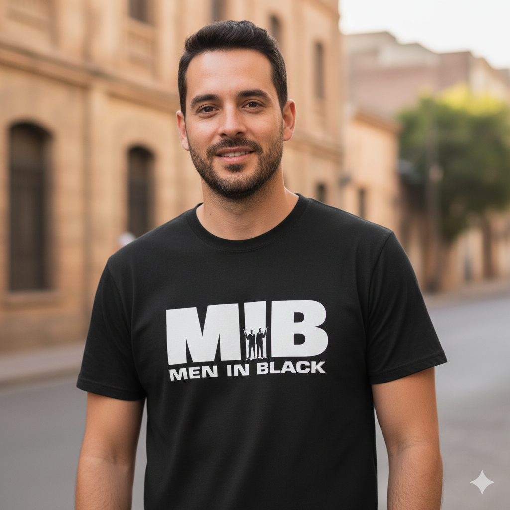 Polera Negra MIB / Men In Black Estampada 100% Algodón Estilo Películas-2