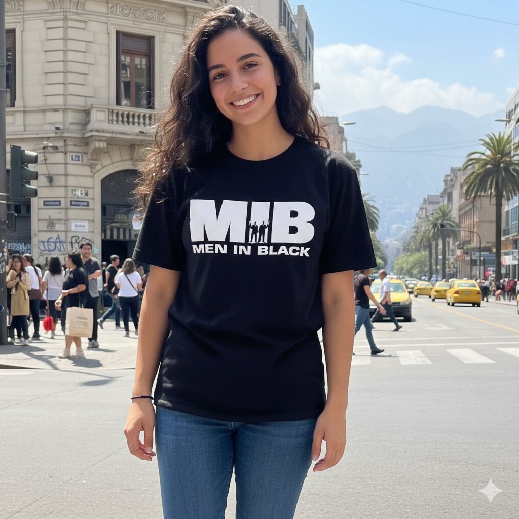 Polera Negra MIB / Men In Black Estampada 100% Algodón Estilo Películas-3