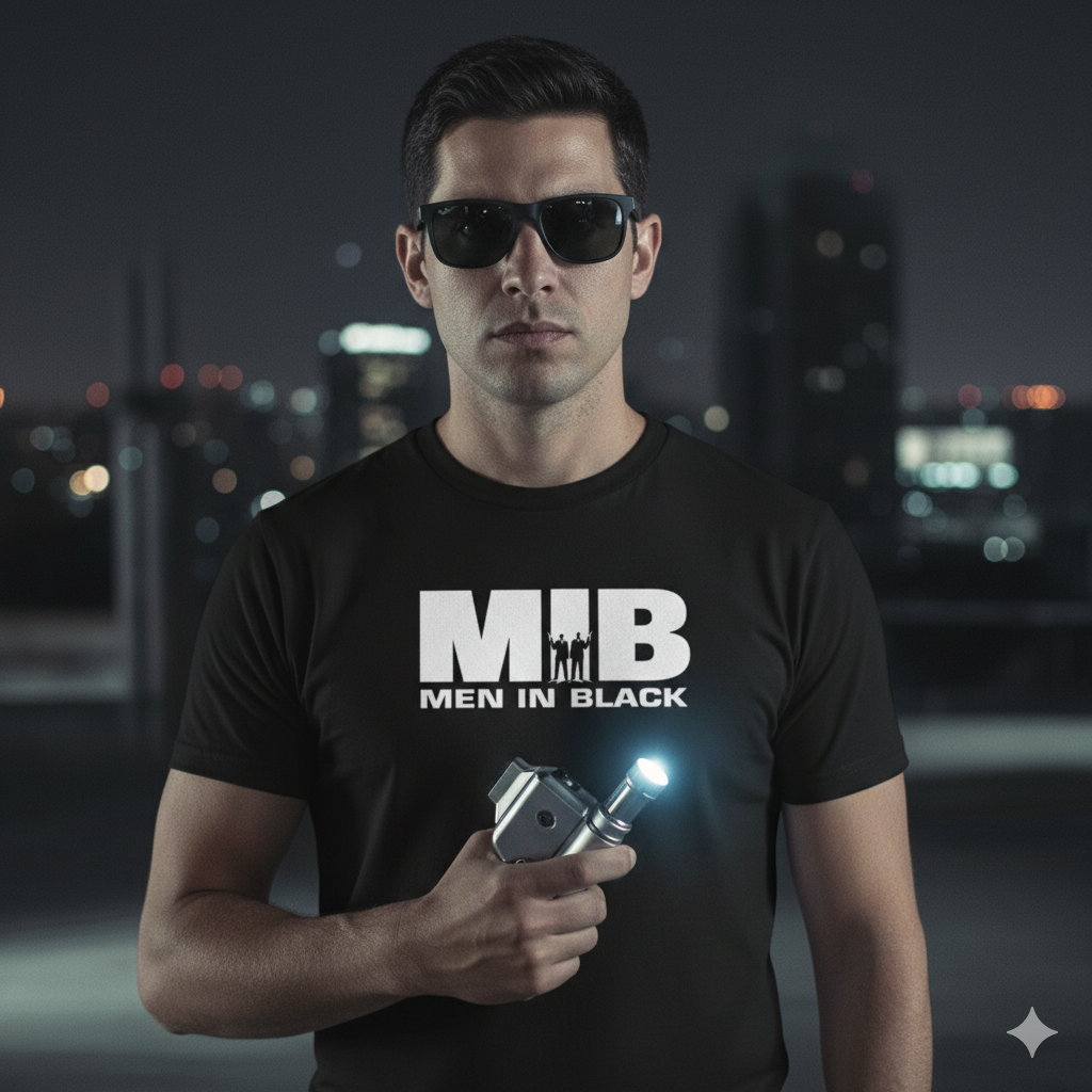 Polera Negra MIB / Men In Black Estampada 100% Algodón Estilo Películas-4