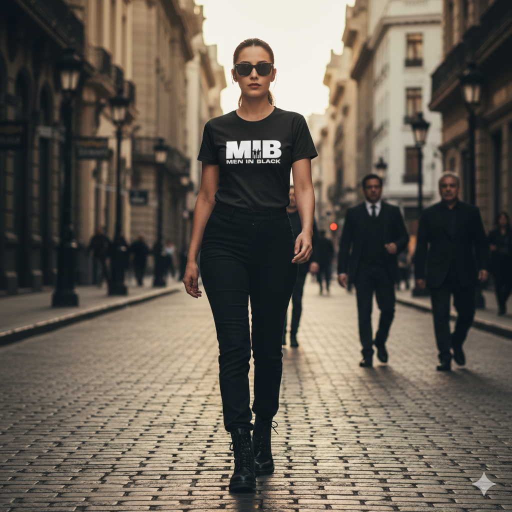 Polera Negra MIB / Men In Black Estampada 100% Algodón Estilo Películas-5