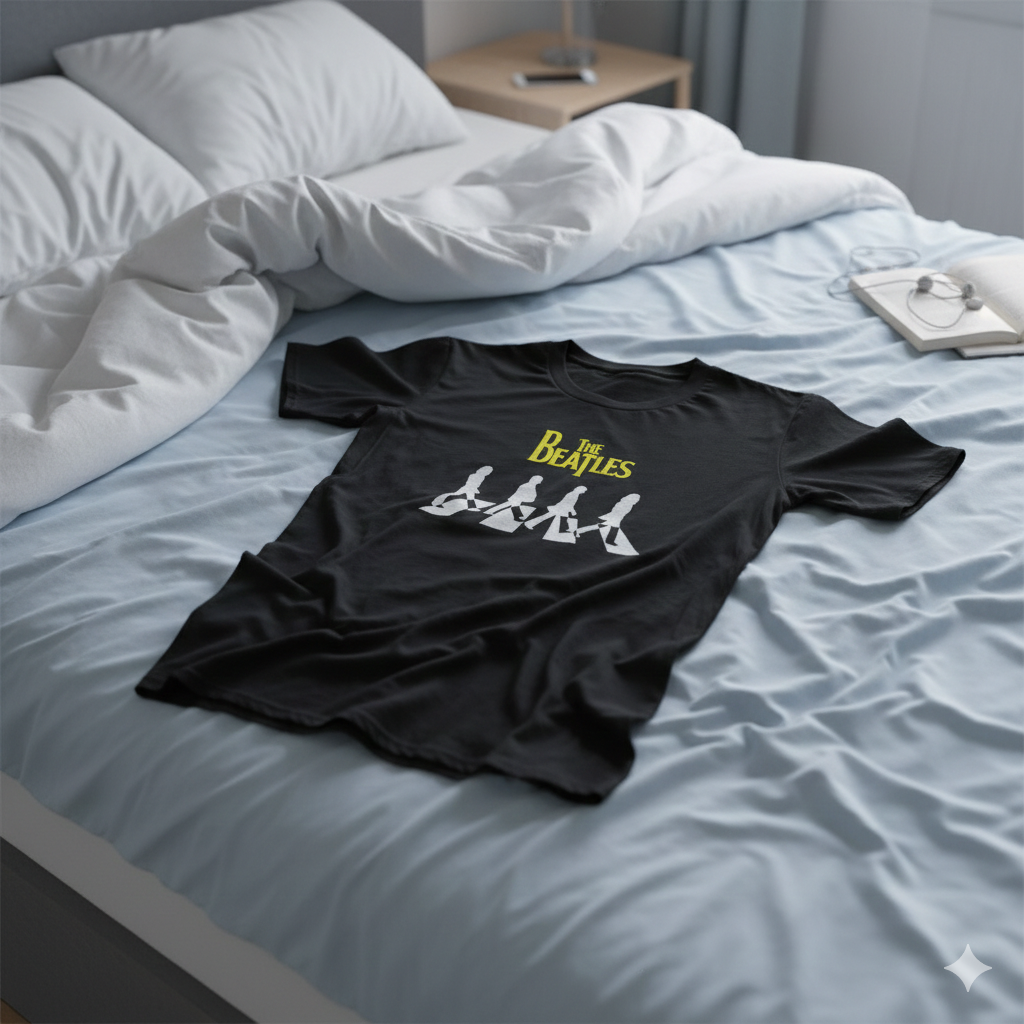 Polera Negra The Beatles Abbey Road Estampada 100% Algodón Estilo Music-6