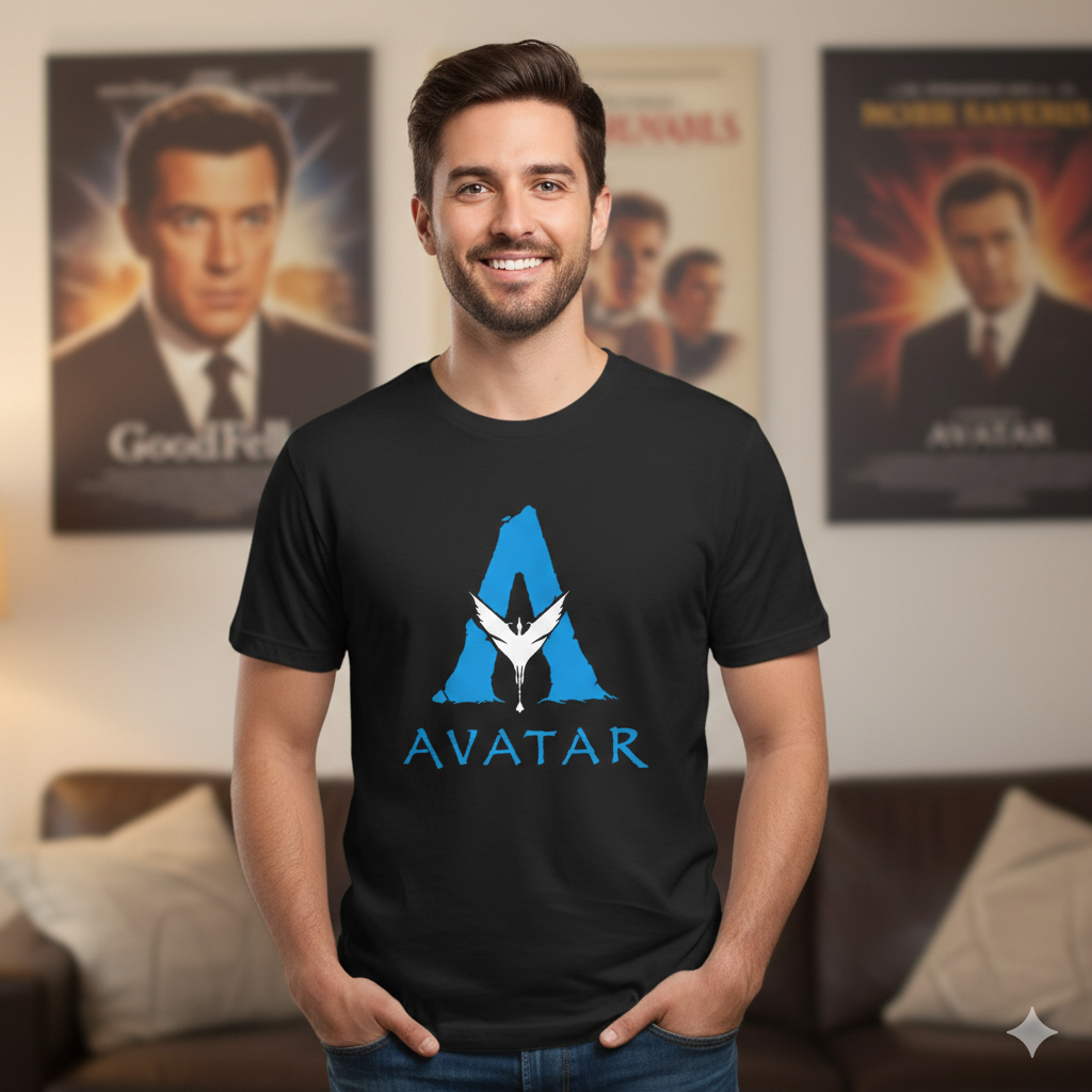 Polera Negra Avatar Logo Película Estampada 100% Algodón estilo cine-2