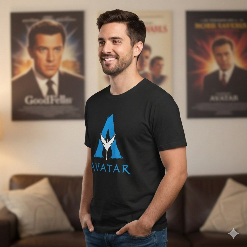 Polera Negra Avatar Logo Película Estampada 100% Algodón estilo cine-4