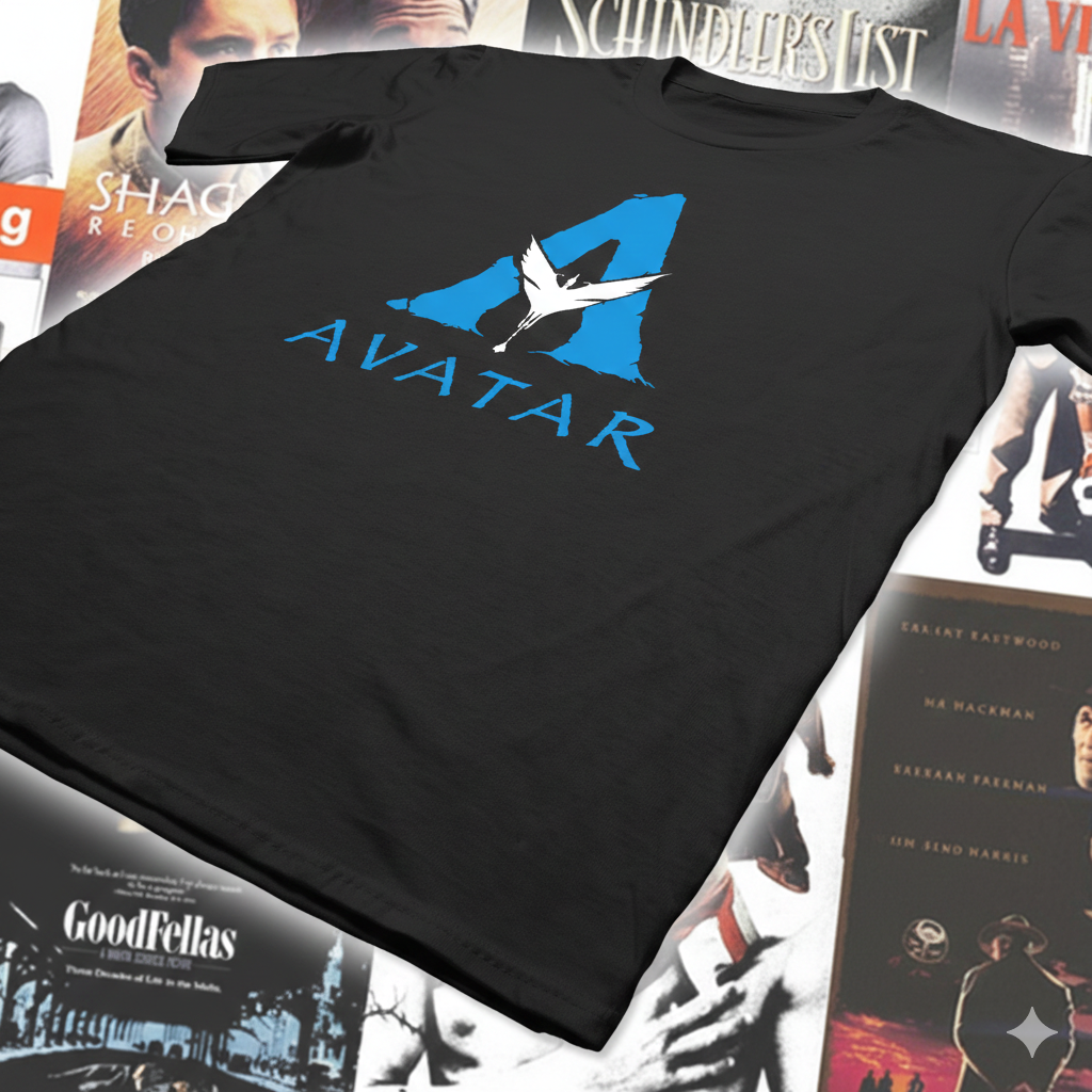 Polera Negra Avatar Logo Película Estampada 100% Algodón estilo cine-5