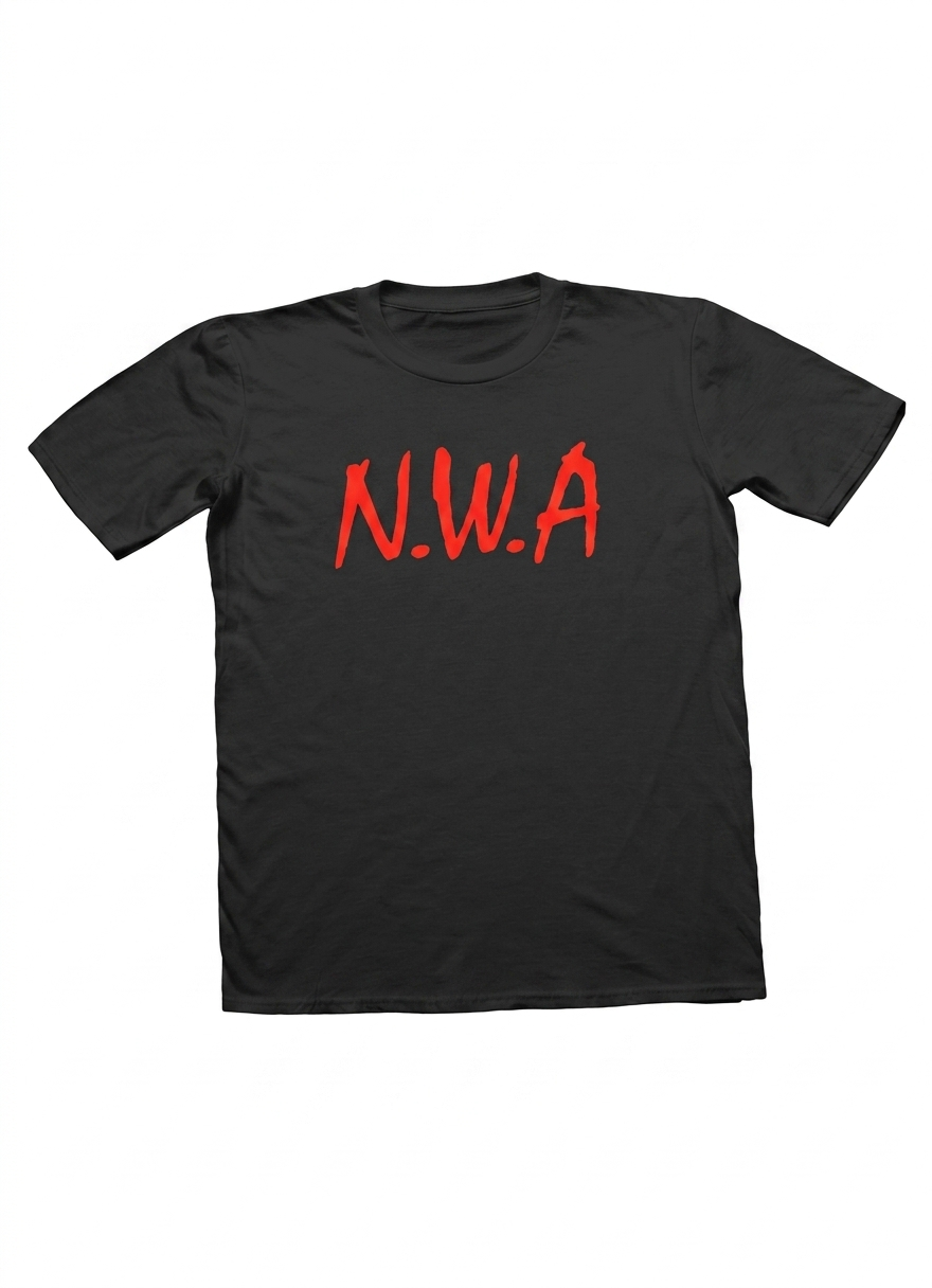 Polera Negra N.W.A. Logo Estampada 100% Algodón Hip Hop-0