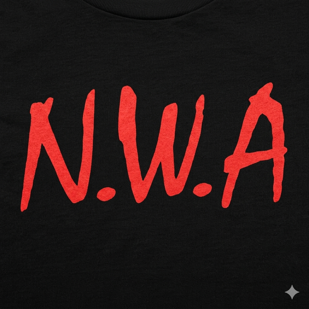 Polera Negra N.W.A. Logo Estampada 100% Algodón Hip Hop-1