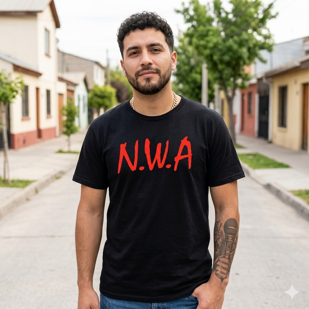 Polera Negra N.W.A. Logo Estampada 100% Algodón Hip Hop-2