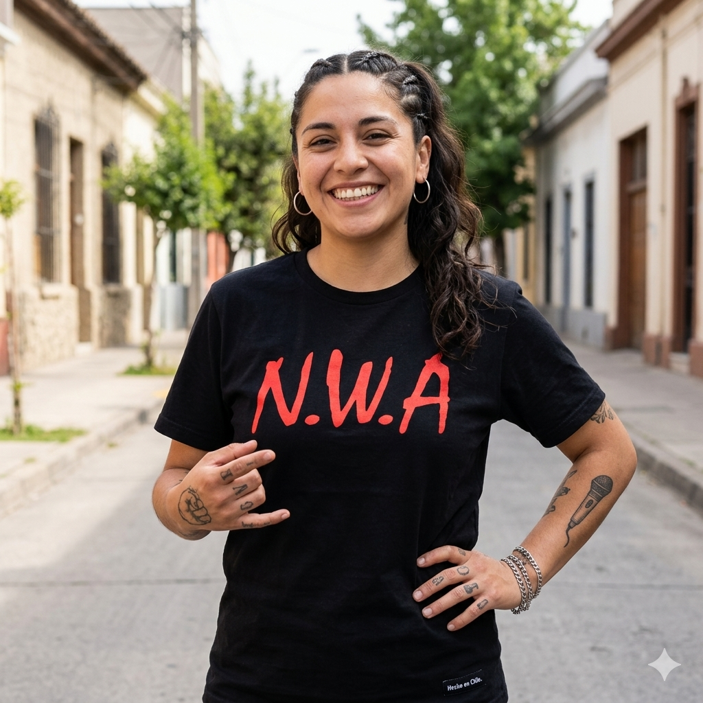 Polera Negra N.W.A. Logo Estampada 100% Algodón Hip Hop-3