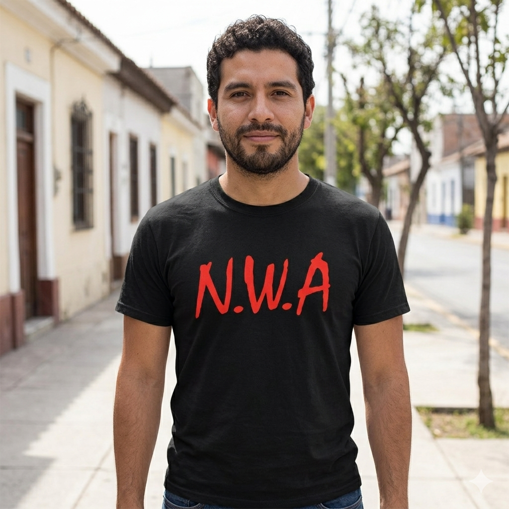 Polera Negra N.W.A. Logo Estampada 100% Algodón Hip Hop-4