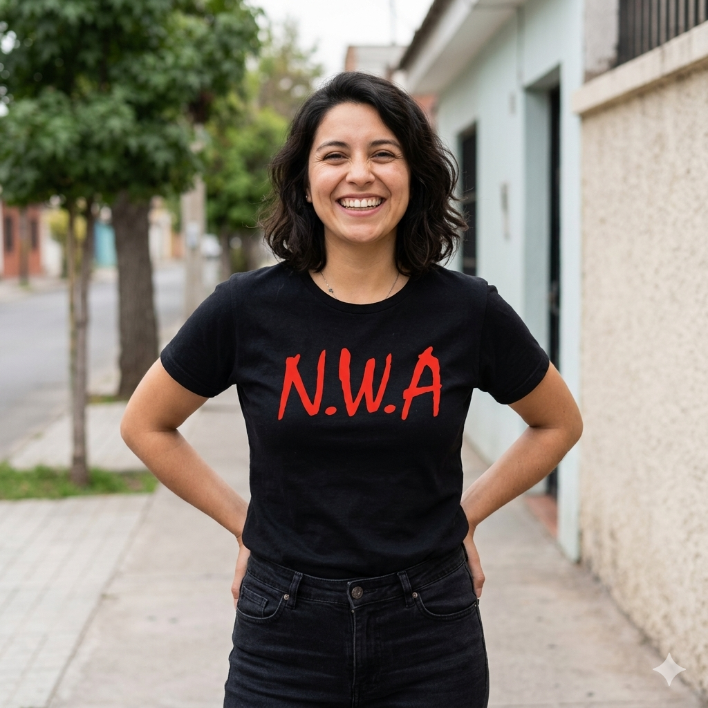 Polera Negra N.W.A. Logo Estampada 100% Algodón Hip Hop-5