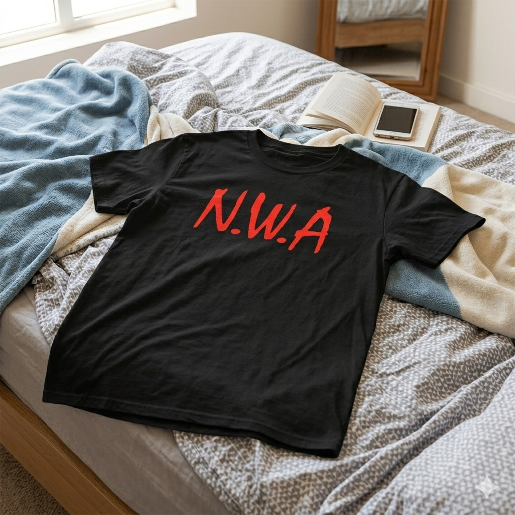 Polera Negra N.W.A. Logo Estampada 100% Algodón Hip Hop-6