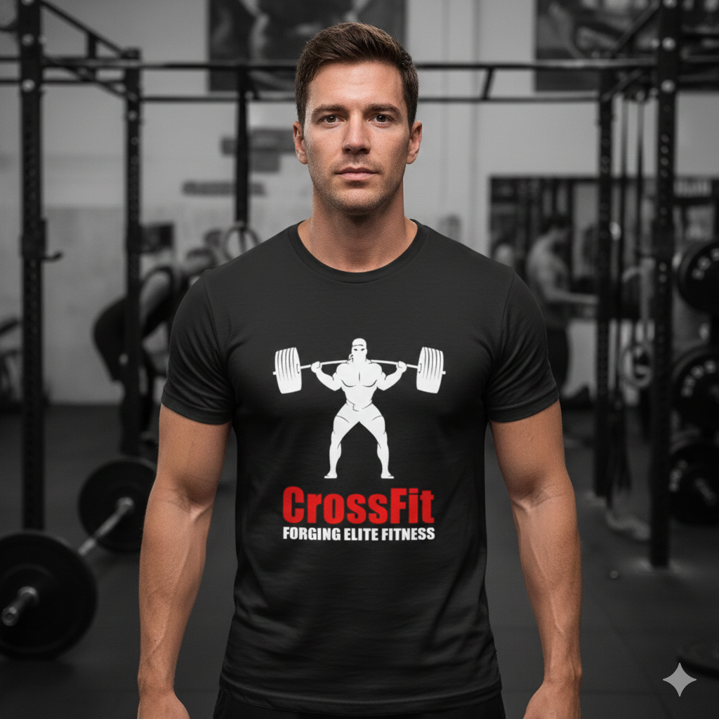 Polera Negra Crossfit Forging Elite Fitness Estampada 100% Algodón Estilo-2