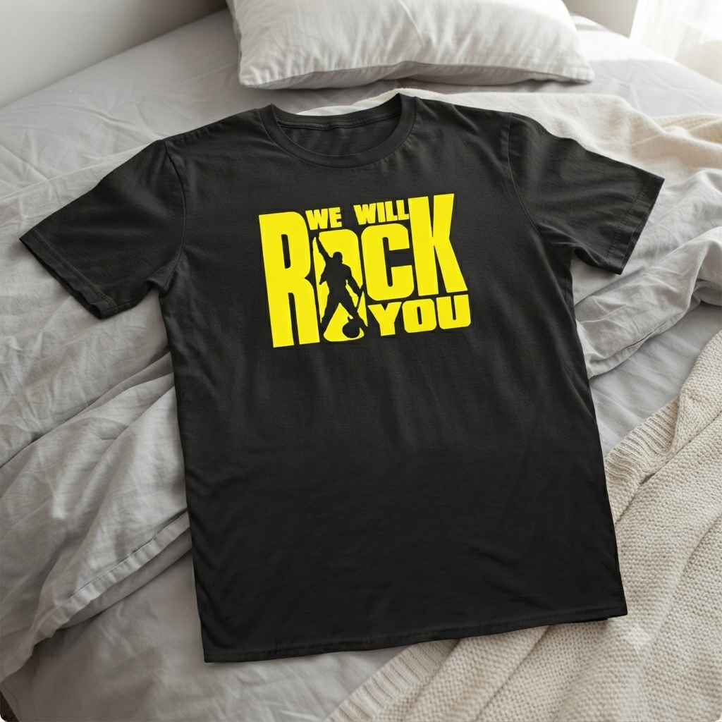 Polera Negra Queen We Will Rock You Estampada 100% Algodón Estilo Rock-4