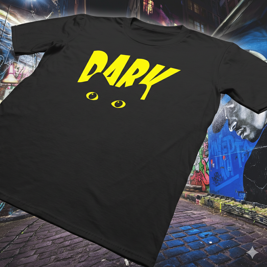 Polera Negra Dark Cat / Gato Negro Estampada 100% Algodón Estilo Michis-5